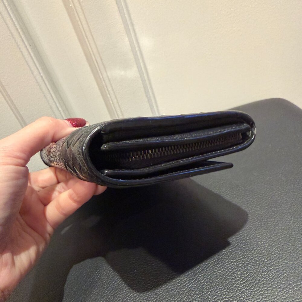 Rare Bottega Veneta Intrecciato Black Leather Nappa Long Wallet w/ Stingray - Picture 7 of 10